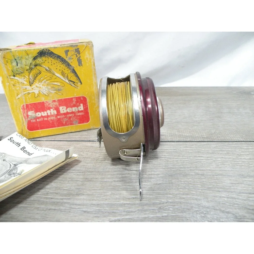 South Bend 1180 No. 1180 Automatic Fly Fishing Reel Burgundy Bronze Metal